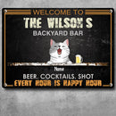 Pawzity Metal Backyard Bar Signs, Gifts For Pet Lovers, Beer Cocktails Shot Every Hour Is Happy Our Welcome Signs
