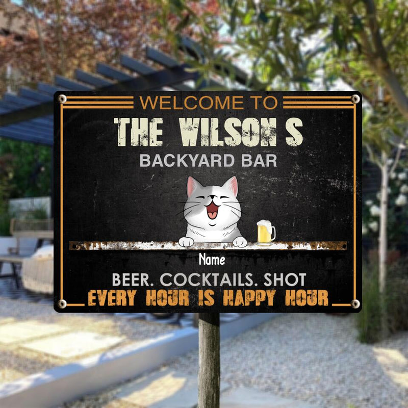 Pawzity Metal Backyard Bar Signs, Gifts For Pet Lovers, Beer Cocktails Shot Every Hour Is Happy Our Welcome Signs