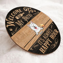 Pawzity Welcome To Our Patio Custom Wooden Signs, Gifts For Pet Lovers, It's Always Happy Hour Vintage Signs