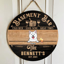 Pawzity Basement Bar Custom Wooden Signs, Gifts For Pet Lovers, Cold Beer Good Wine Great Times Vintage Signs