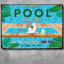 Pawzity Metal Pool Bar & Grill Sign, Gifts For Pet Lovers, Good Food Good Friends Good Times Dog & Cat In A Pool