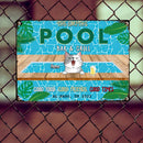 Pawzity Metal Pool Bar & Grill Sign, Gifts For Pet Lovers, Good Food Good Friends Good Times Dog & Cat In A Pool