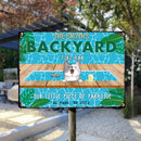 Pawzity Metal Backyard Tiki Bar Sign, Gifts For Pet Lovers, Our Little Piece Of Paradise Dog & Cat In A Pool