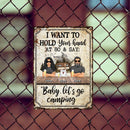 Pawzity Metal Yard Sign, Gifts For Pet Lovers, I Want To Hold Your Hand At 80 & Say Baby Let's Go Camping Vintage Signs