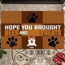 Pawzity Dog Welcome Mat, Gifts For Dog Lovers, Hope You Brought Beer & Dog Treats Outdoor Door Mat
