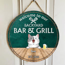 Pawzity Backyard Bar & Grill Welcome Door Signs, Gifts For Pet Lovers, Couple Of Spatula Custom Wooden Signs