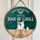 Pawzity Patio Bar & Grill Welcome Door Signs, Gifts For Pet Lovers, Couple Of Spatula Custom Wooden Signs