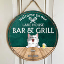 Pawzity Lake House Bar & Grill Welcome Door Signs, Gifts For Pet Lovers, Couple Of Spatula Custom Wooden Signs