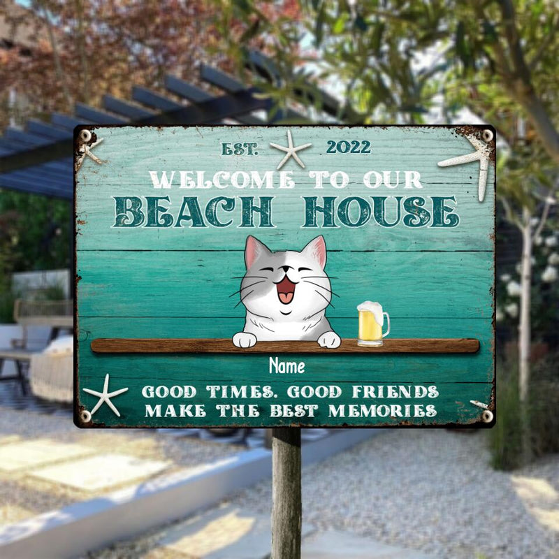 Pawzity Metal Welcome Signs, Gifts For Pet Lovers, Welcome To Our Beach House Make The Best Memories