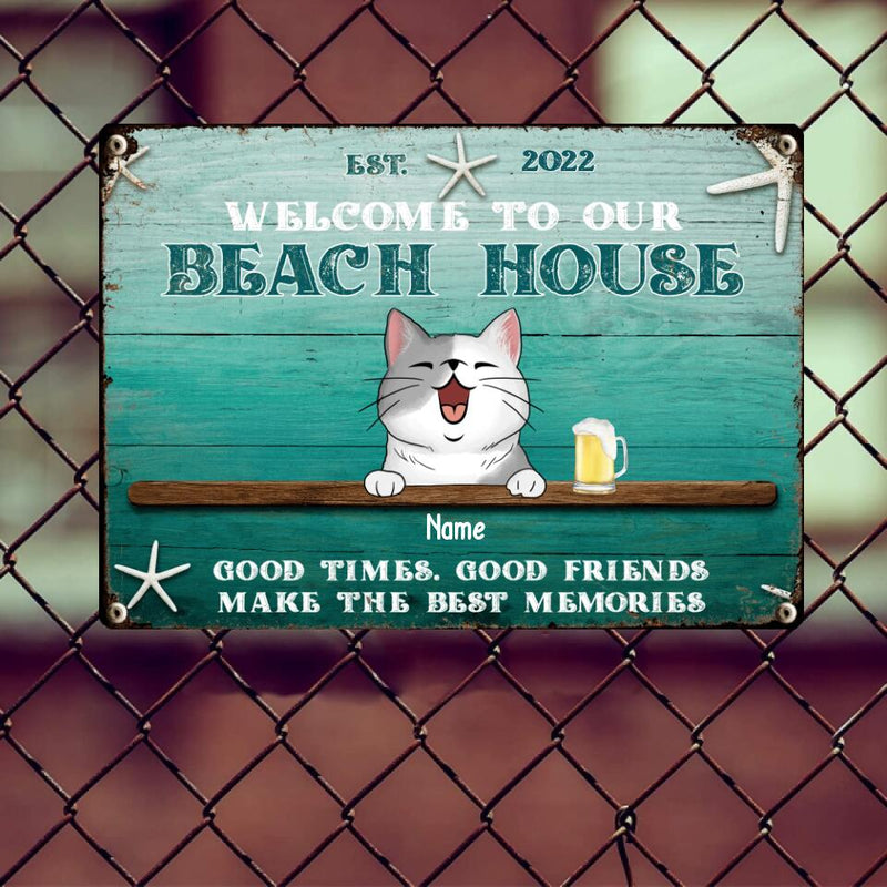 Pawzity Metal Welcome Signs, Gifts For Pet Lovers, Welcome To Our Beach House Make The Best Memories