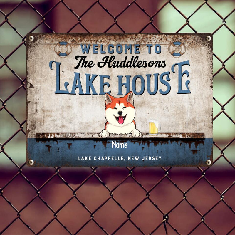 Pawzity Metal Welcome Signs, Gifts For Pet Lovers, Welcome To Our Lake House Personalized Home Sign