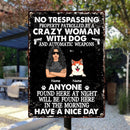Pawzity Warning Metal Yard Sign, Gifts For Dog Lovers, No Trespassing Property Patrolled By A Crazy Woman With Dogs