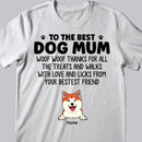 Personalized Dog Breed T-shirt, To The Best Dog Mum Woof Woof Thanks For All, Funny Gifts For Mother's Day