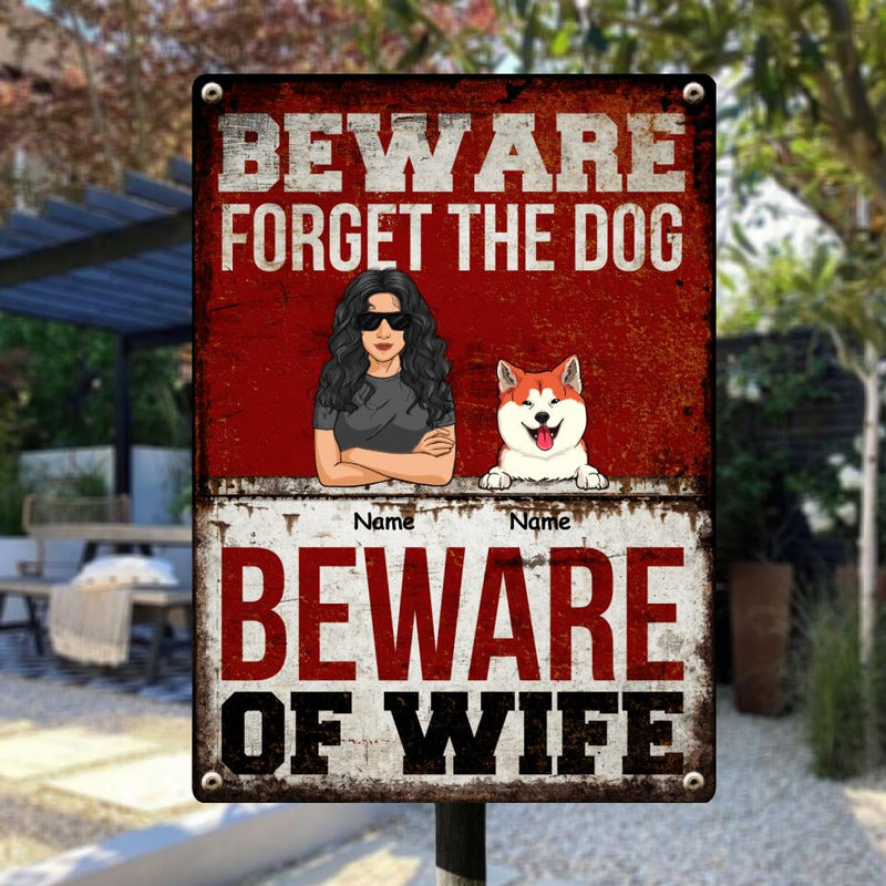 Warning Metal Yard Sign, Gifts For Dog Lovers, Beware Forget The Dogs Beware Of Girl