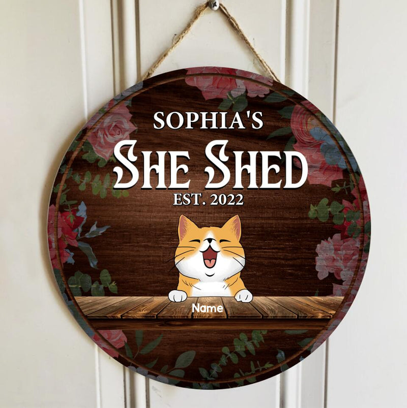 Pawzity Custom Wooden Signs, Gifts For Pet Lovers, Welcome To The She Shed Flower Vintage Signs