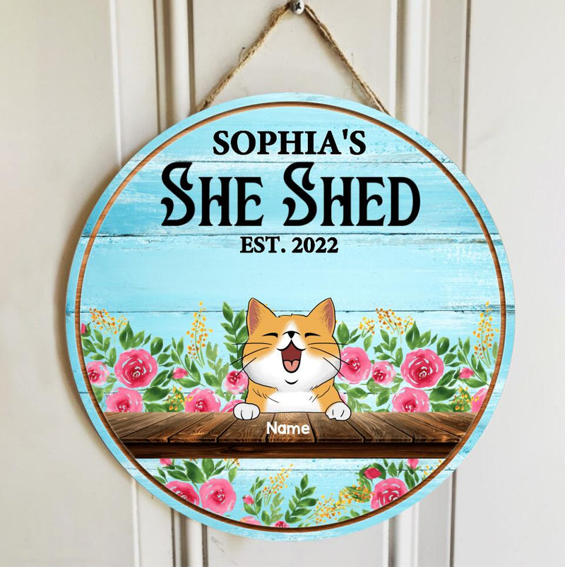 Pawzity Custom Wooden Signs, Gifts For Pet Lovers, She Shed Happy Place Flower Vintage Signs