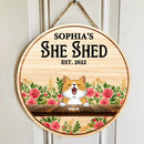 Pawzity Personalized Wood Signs, Gifts For Pet Lovers, She Shed Happy Place Flower Vintage Signs