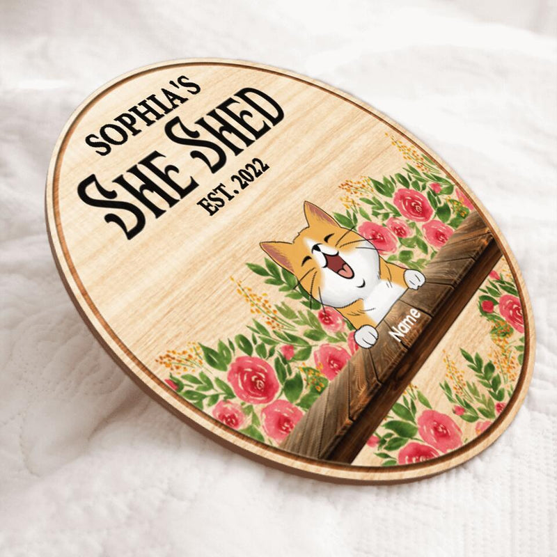 Pawzity Personalized Wood Signs, Gifts For Pet Lovers, She Shed Happy Place Flower Vintage Signs