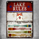 Pawzity Metal Lake Sign, Gifts For Pet Lovers, Lake Rules Relax Boat Canoe Fish Smile Swim Dive In