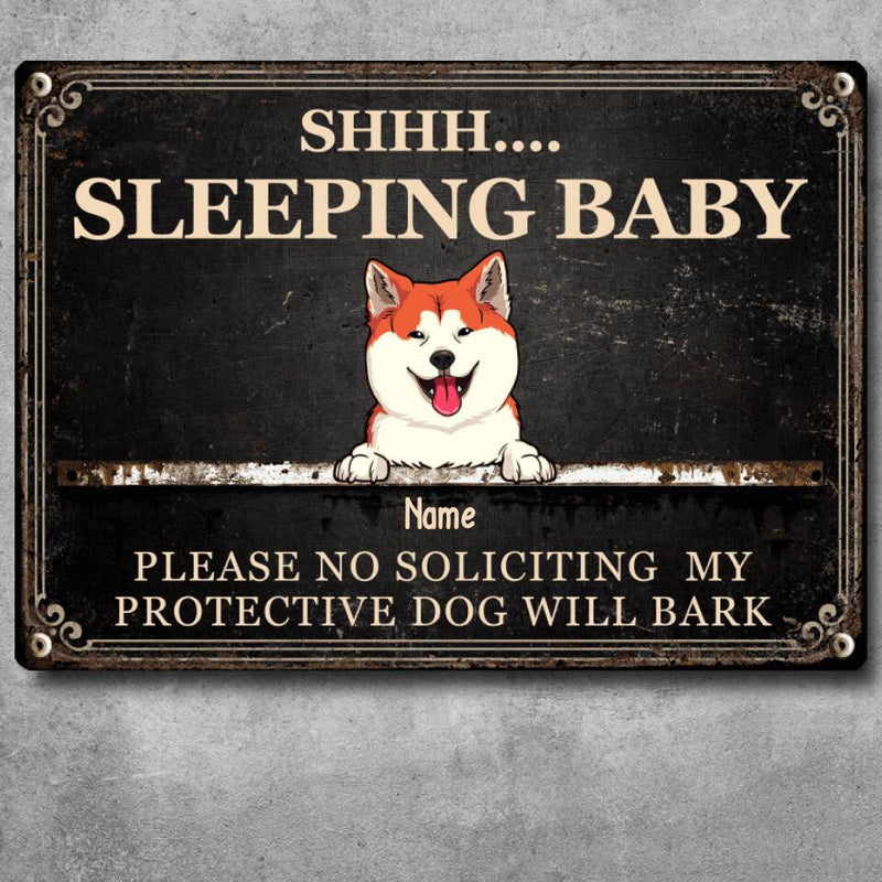 Pawzity Metal Yard Sign, Gifts For Dog Lovers, Please No Soliciting Protective Dogs Will Bark Vintage Signs