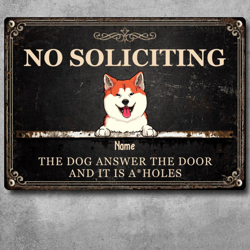 Pawzity Metal Yard Sign, Gifts For Dog Lovers, No Soliciting The Dogs Answer The Door Vintage Signs