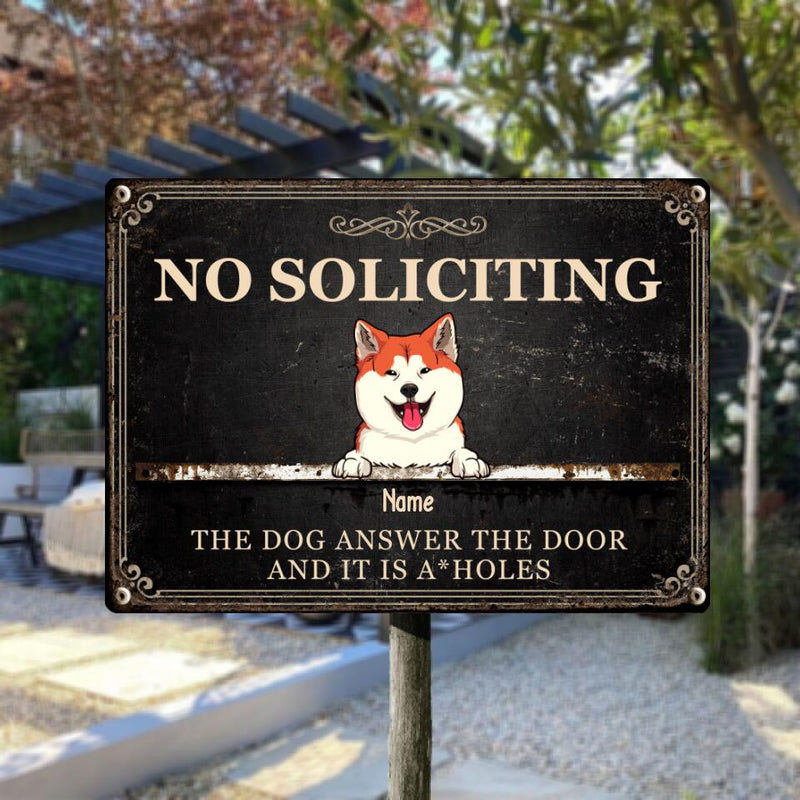 Pawzity Metal Yard Sign, Gifts For Dog Lovers, No Soliciting The Dogs Answer The Door Vintage Signs