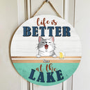 Pawzity Custom Wooden Signs, Gifts For Pet Lovers, Life Is Better At The Lake Personalized Wood Sign