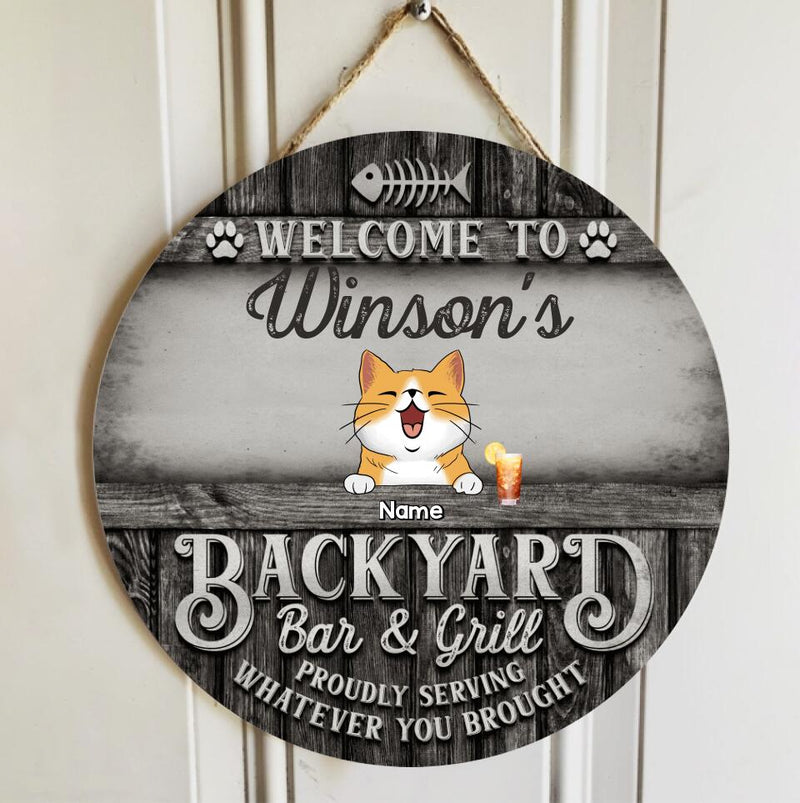 Pawzity Custom Wooden Signs, Gifts For Pet Lovers, Welcome To My Backyard Bar & Grill Personalized Wood Sign