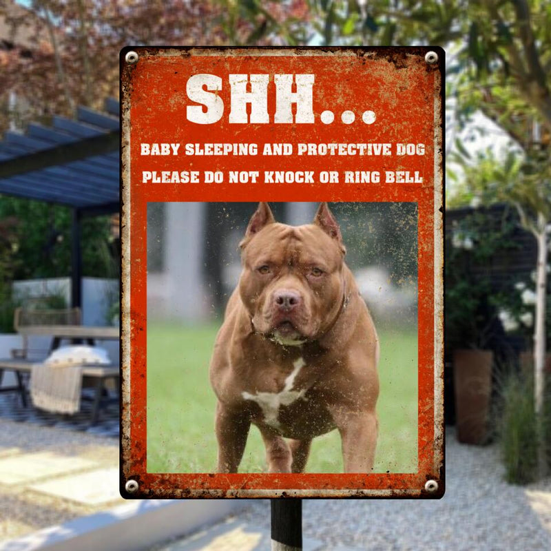 Pawzity Metal Yard Sign, Gifts For Dog Lovers, Baby Sleeping And Protective Dog Please Do Not Knock Or Ring Bell