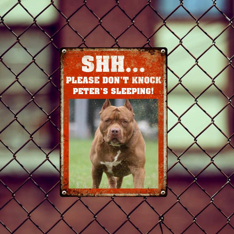 Pawzity Metal Yard Sign, Gifts For Dog Lovers, Shh Please Don't Knock My Baby Is Sleeping Funny Warning Signs