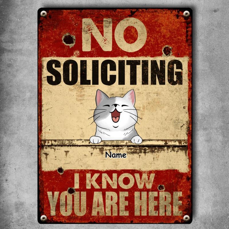 Pawzity Metal Yard Sign, Gifts For Pet Lovers, No Soliciting We Know You Are Here Funny Warning Signs