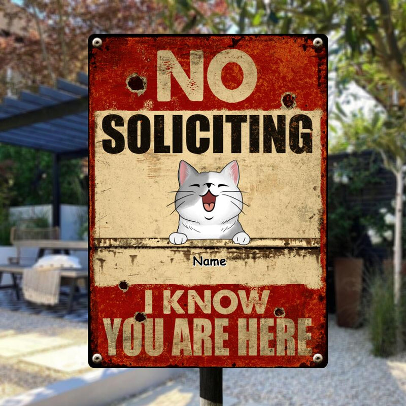Pawzity Metal Yard Sign, Gifts For Pet Lovers, No Soliciting We Know You Are Here Funny Warning Signs