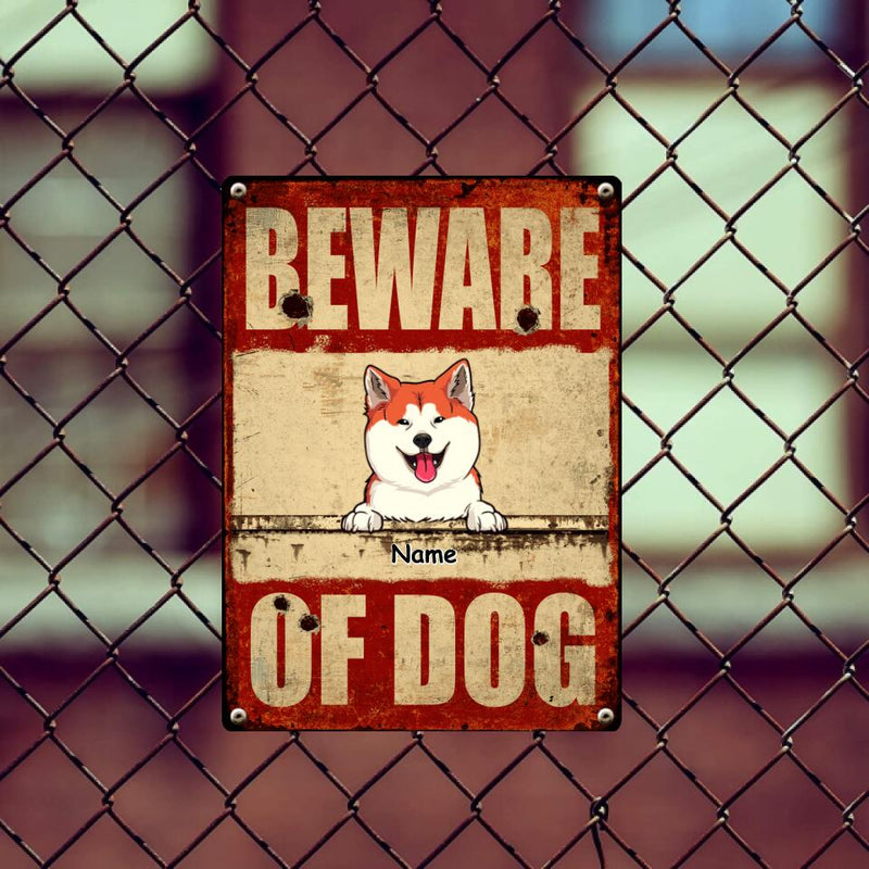 Pawzity Beware Of Dogs Metal Yard Sign, Gifts For Dog Lovers, Red Warning Funny Warning Signs