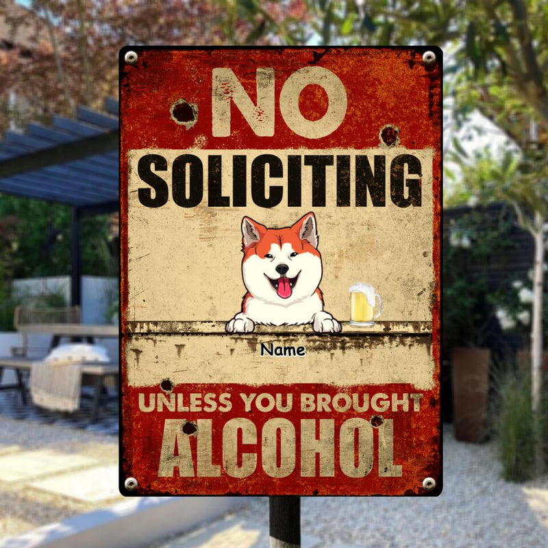 Pawzity Metal Yard Sign, Gifts For Pet Lovers, No Soliciting Unless You Brought Alcohol Funny Warning Signs