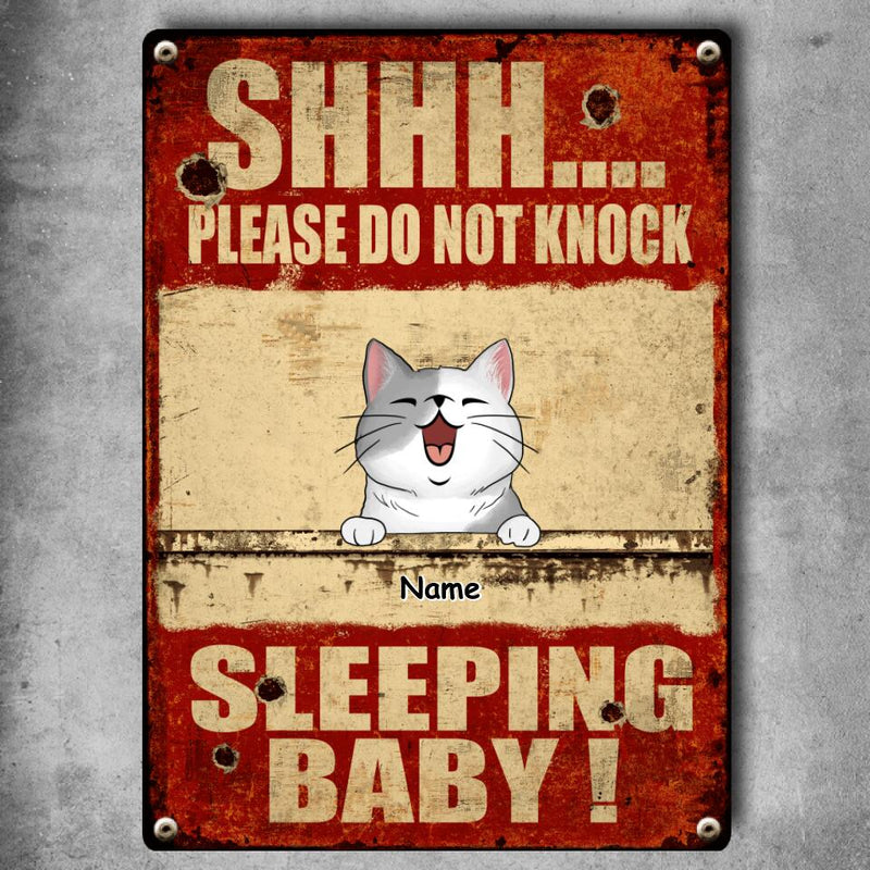 Pawzity Metal Yard Sign, Gifts For Pet Lovers, Shh Please Don't Knock Sleeping Baby Funny Warning Signs