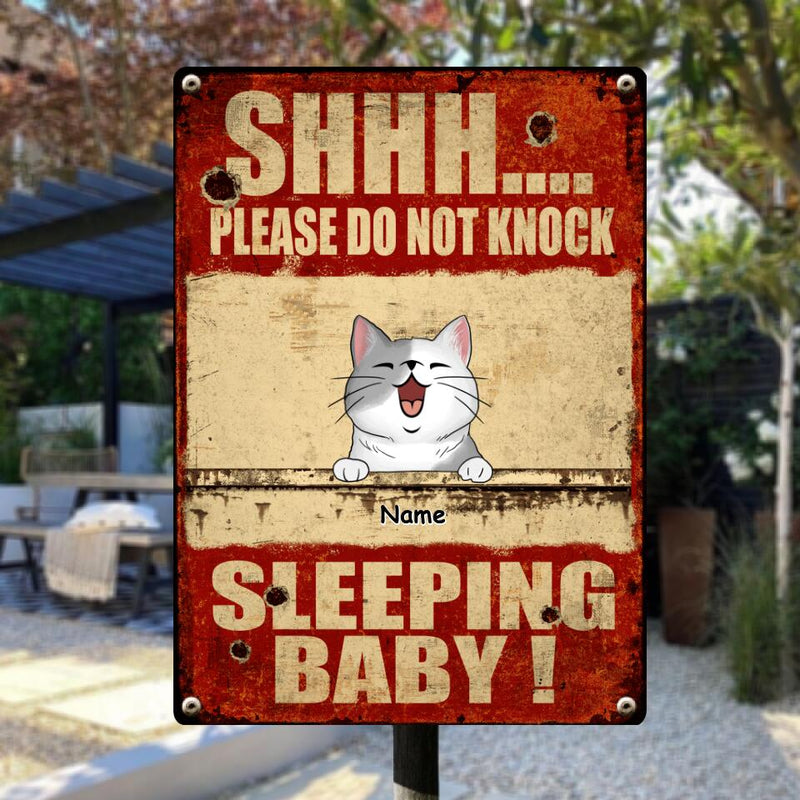 Pawzity Metal Yard Sign, Gifts For Pet Lovers, Shh Please Don't Knock Sleeping Baby Funny Warning Signs