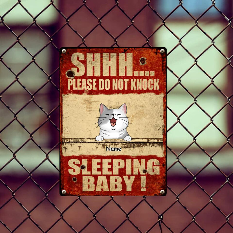 Pawzity Metal Yard Sign, Gifts For Pet Lovers, Shh Please Don't Knock Sleeping Baby Funny Warning Signs