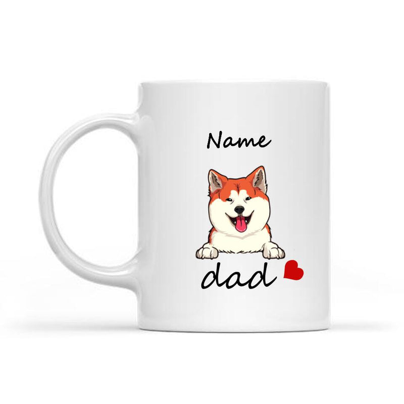 Father's Day Personalized Dog Breed White Mug, Gifts For Dog Dads, Dog Love Dad Heart Mug