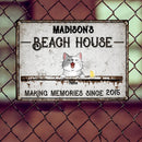Pawzity Metal Beach House Sign, Gifts For Pet Lovers, Making Memories With Dog & Cat Vintage Signs