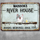 Pawzity Metal River House Sign, Gifts For Pet Lovers, Making Memories With Dog & Cat Vintage Signs