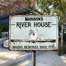 Pawzity Metal River House Sign, Gifts For Pet Lovers, Making Memories With Dog & Cat Vintage Signs