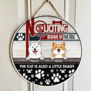 Pawzity Beware Of The Dog Custom Wooden Signs, Gifts For Pet Lovers, No Soliciting The Cat Is Also A Little Shady