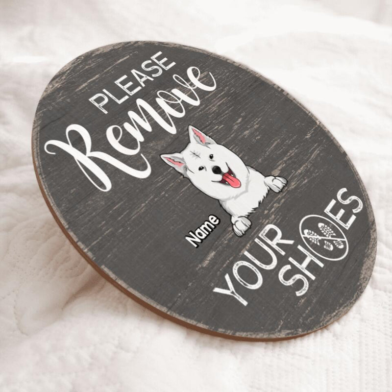 Pawzity Custom Wooden Signs, Gifts For Pet Lovers, Please Remove Your Shoes Personalized Wood Sign