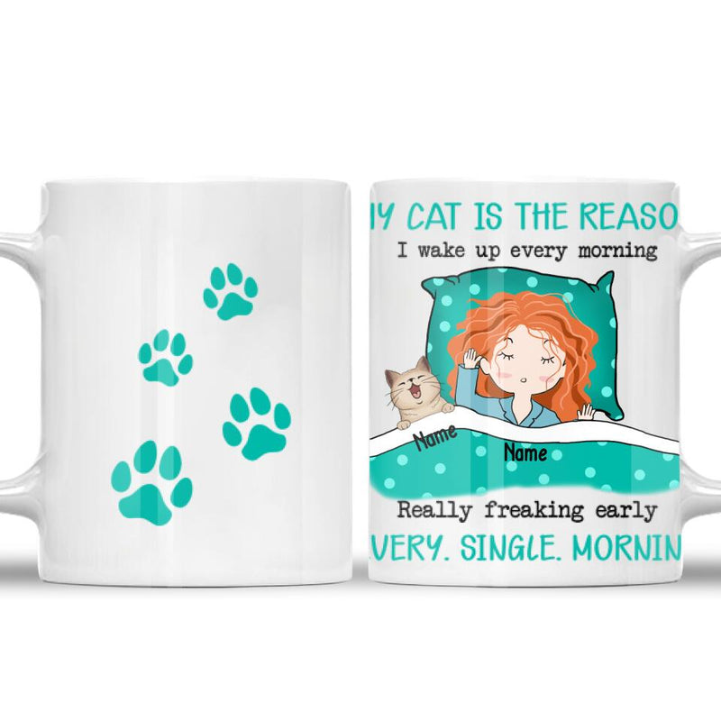 Personalized Cat Breeds White Mug, Gifts For Cat Moms, My Cats Are The Reason I Wake Up Every Morning