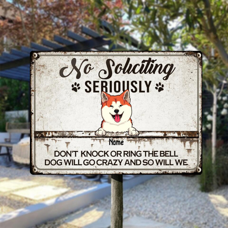 Pawzity Metal Yard Sign, Gifts For Dog Lovers, No Soliciting Seriously Don't Knock Or Ring The Bell Dog Will Go Crazy