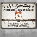 Pawzity Metal Yard Sign, Gifts For Dog Lovers, No Soliciting Protective Dogs On Guard They'll Bark Vintage Signs