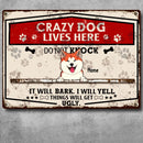 Pawzity Warning Metal Yard Sign, Gifts For Dog Lovers, Crazy Dogs Live Here Do Not Knock They Will Bark I Will Yell
