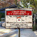Pawzity Warning Metal Yard Sign, Gifts For Dog Lovers, Crazy Dogs Live Here Do Not Knock They Will Bark I Will Yell