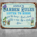 Pawzity Metal Garden Sign, Gardens Rules Listen To Birds Feel The Breeze Read A Book Take A Nap Sip A Drink Vintage Sign
