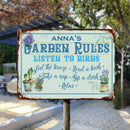 Pawzity Metal Garden Sign, Gardens Rules Listen To Birds Feel The Breeze Read A Book Take A Nap Sip A Drink Vintage Sign